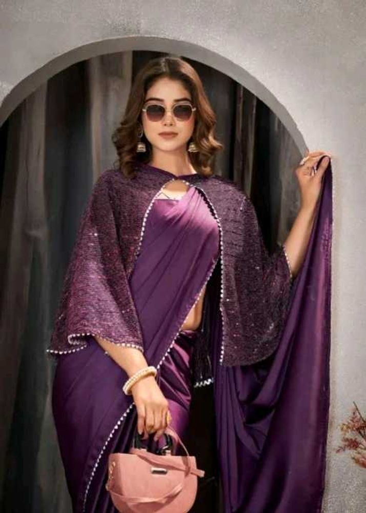 Designer Purple Sequined Saree