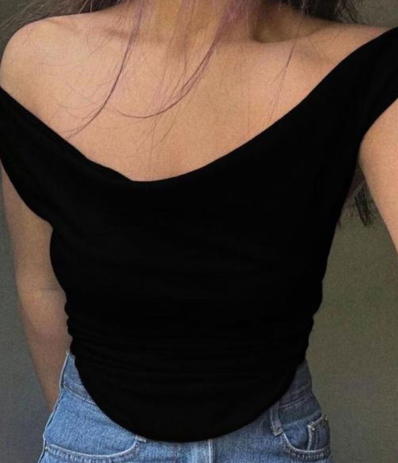 Off Shoulder Black Crop Top