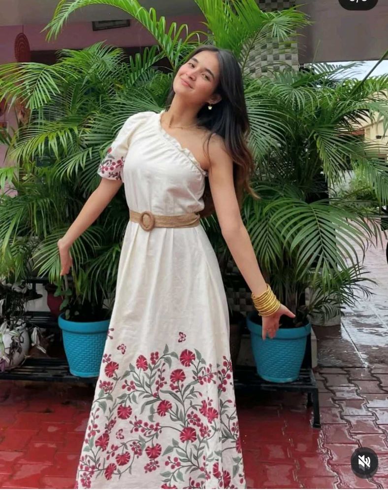 Floral One-Shoulder cotton Maxi Dress