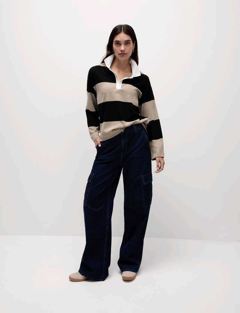 M&amp;S Striped Knitted Rugby Top