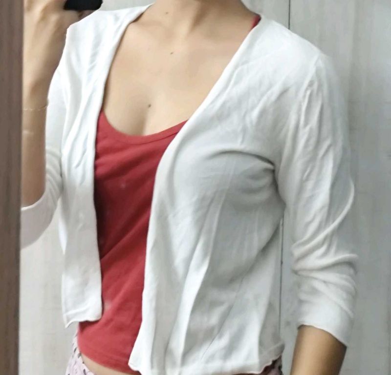 White Cropped Cardigan