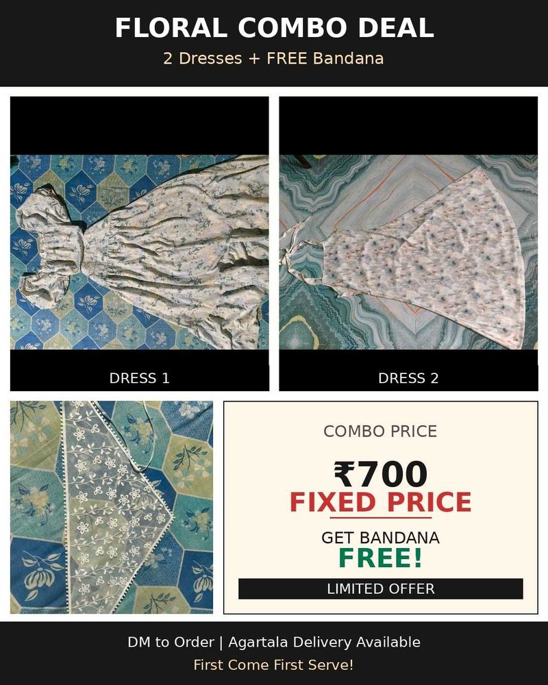 Floral Combo Deal: 2 Dresses + Free Bandana