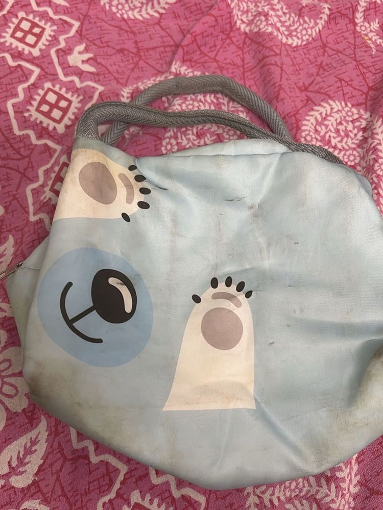 Cute Bear Blue Pouch Bag