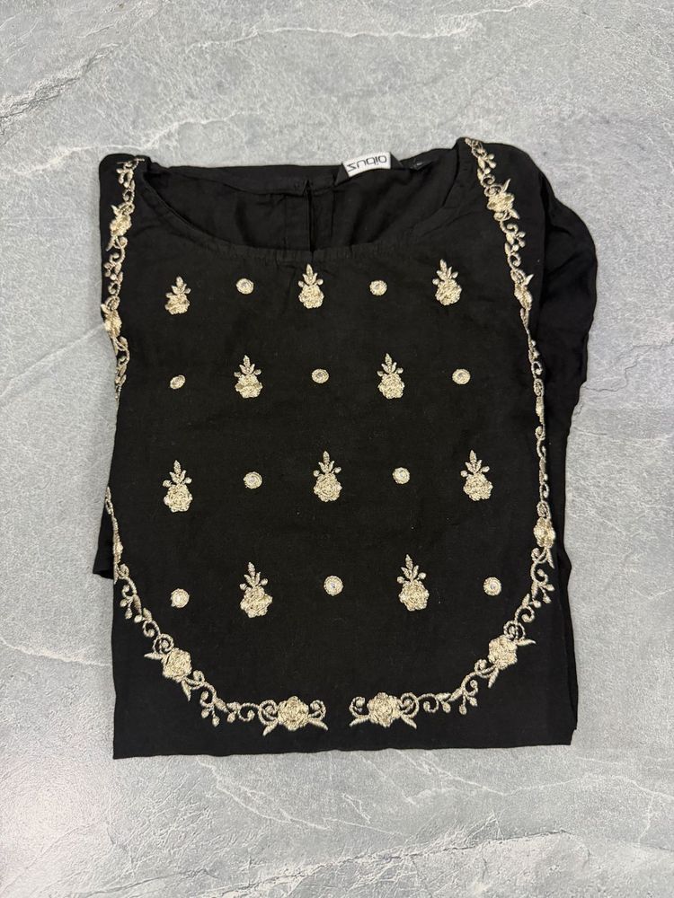 *Sale*Black Kurta with Gold Embroidery