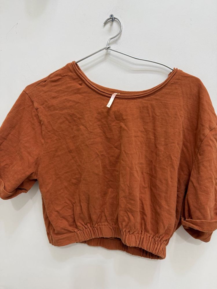Rust Orange Cropped Top
