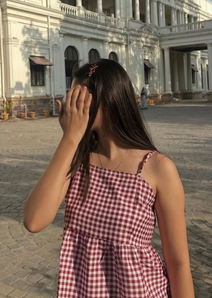 Maroon Gingham Spaghetti Strap Top
