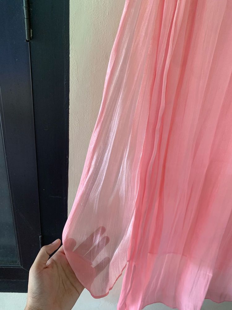 pink shimmer organza hijab