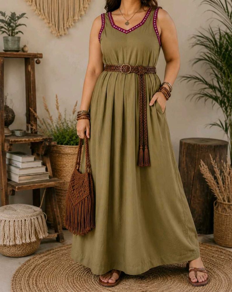 Boho Mirror Work Maxi Dress