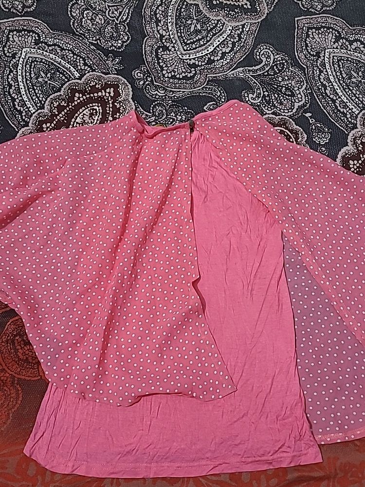 Pink Sleeveless Top With Attached Cape