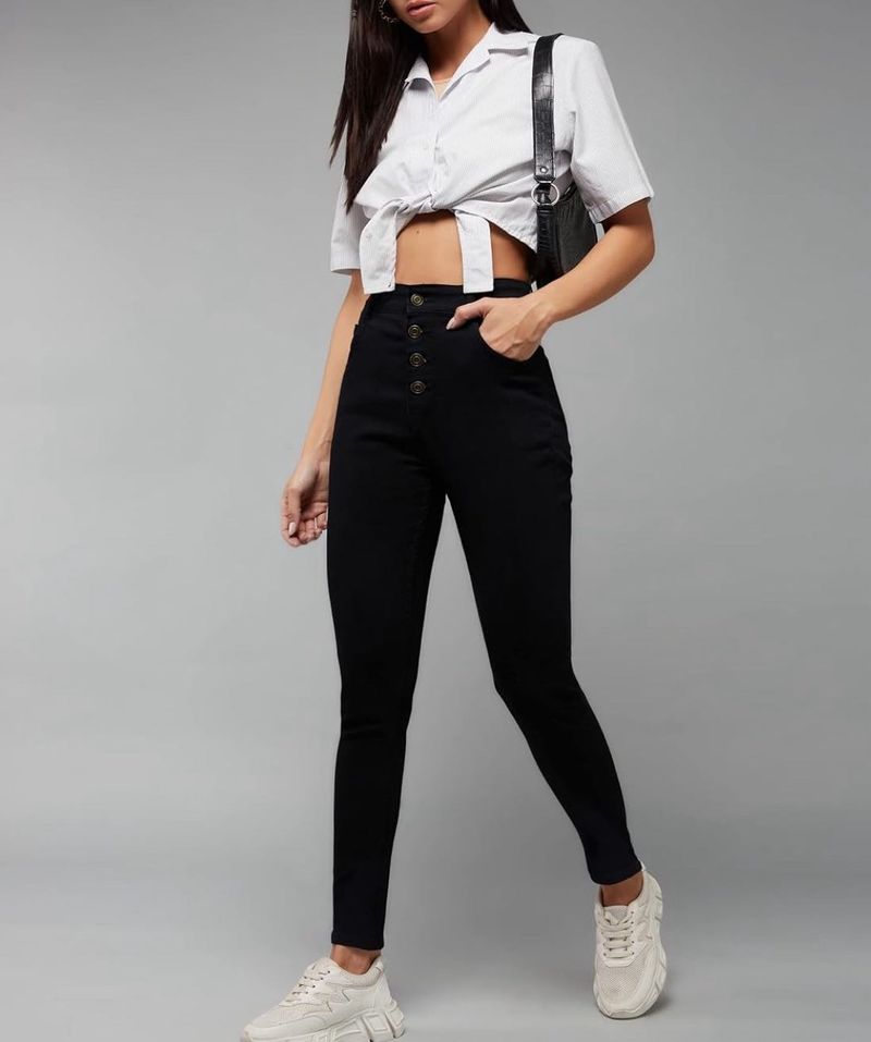 High-Waisted Black Skinny Jeans