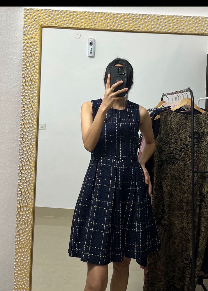 Chic Plaid Korean Sleeveless Tweed Dress