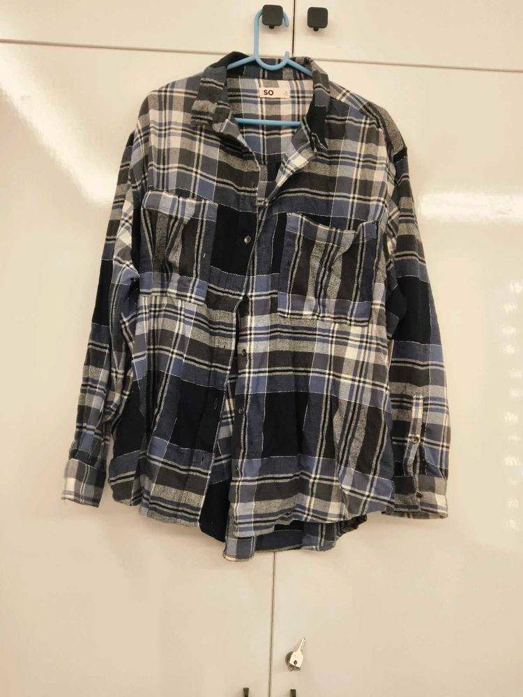 SO Plaid oversized unisex Flannel Shirt