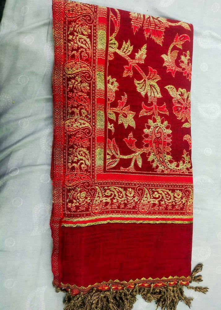 Beautiful Red &amp; Gold Embellished Dupatta