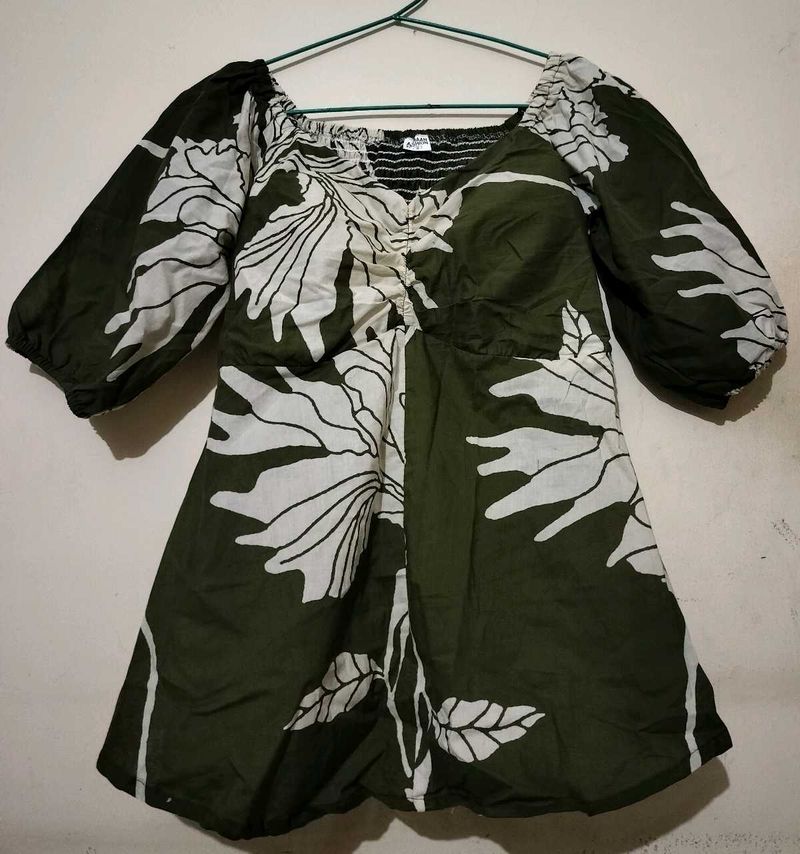 Boho Floral Print Square Neck Top