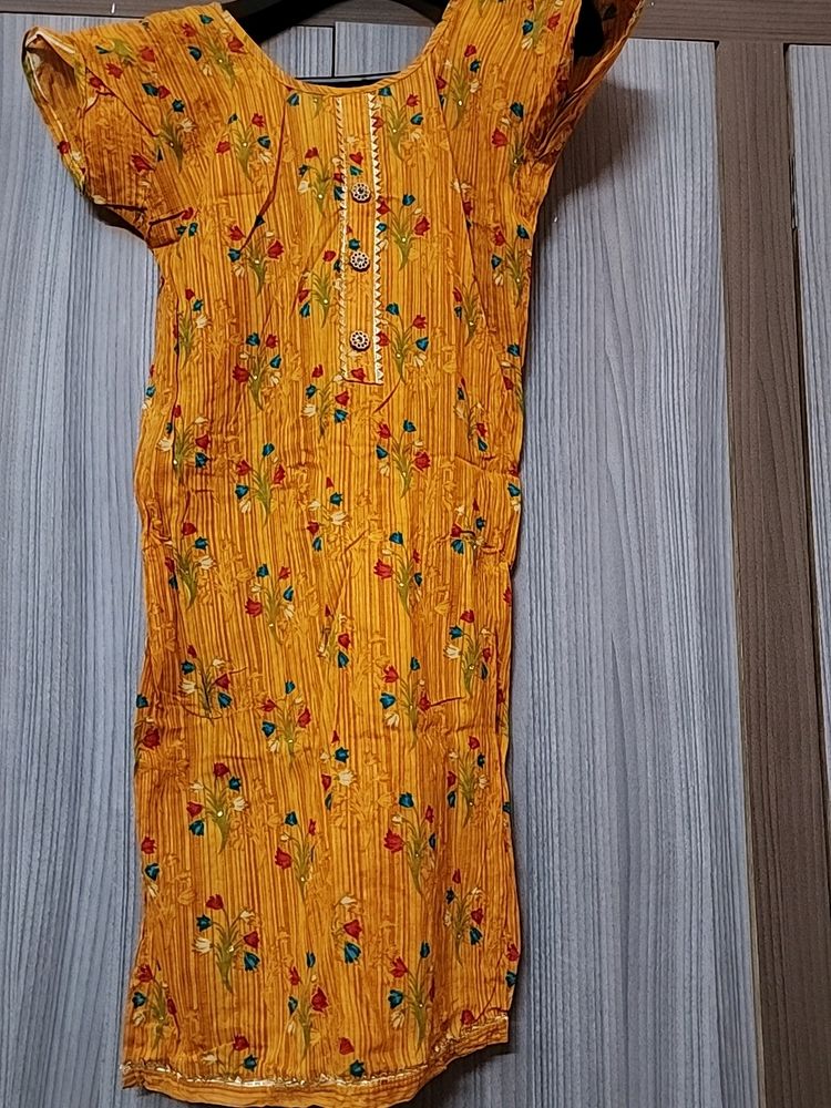 Stitched Mustard A line Kurta