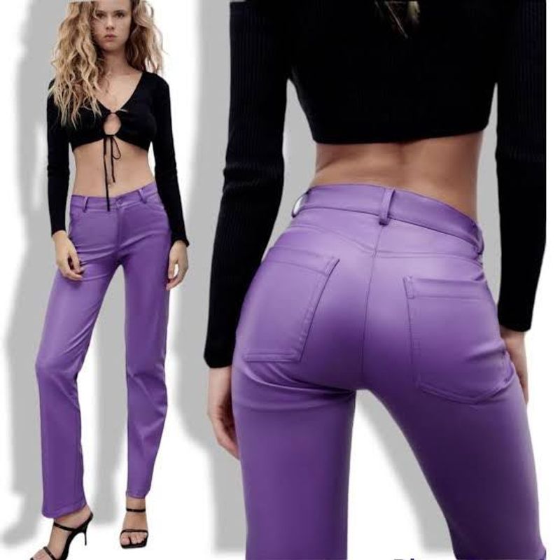 Purple Faux Leather Pants