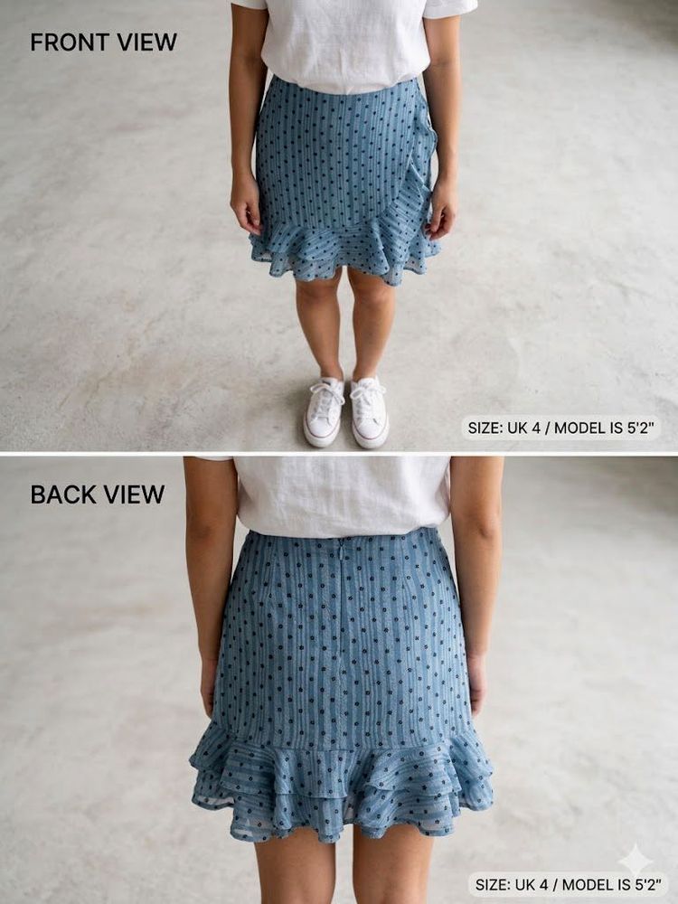Blue flower Print Ruffle skirt