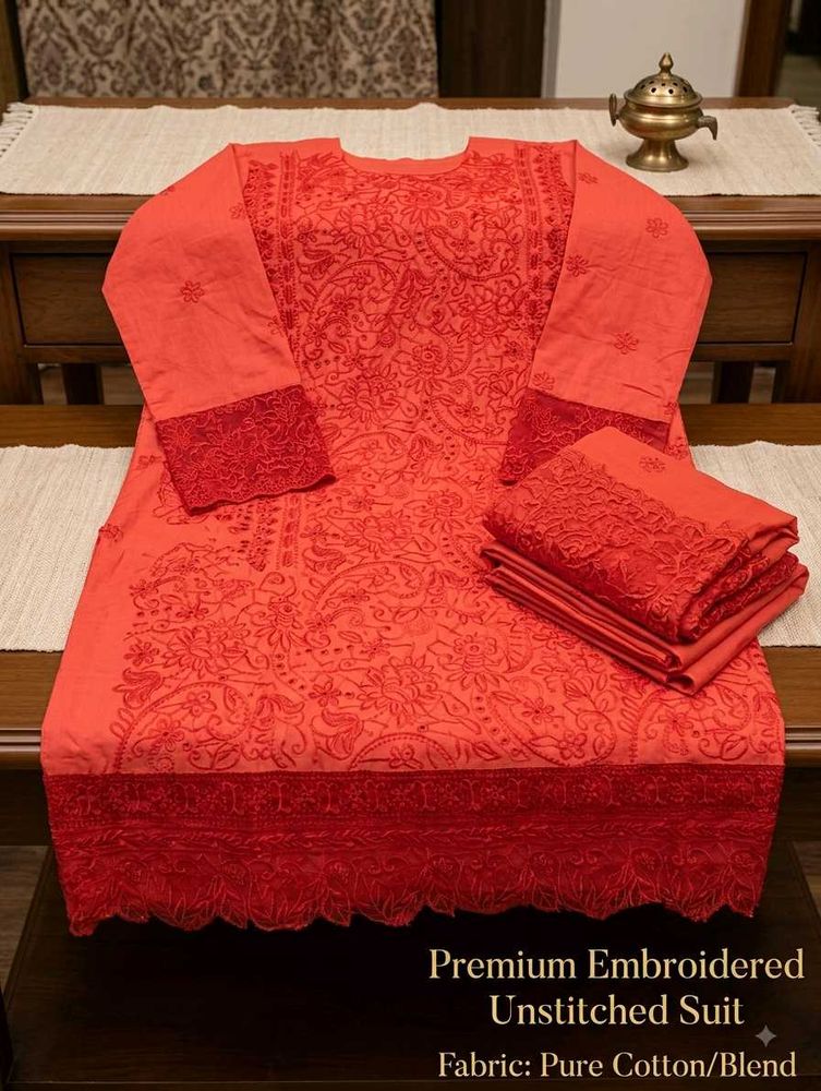 Premium Embroidered Unstitched Suit