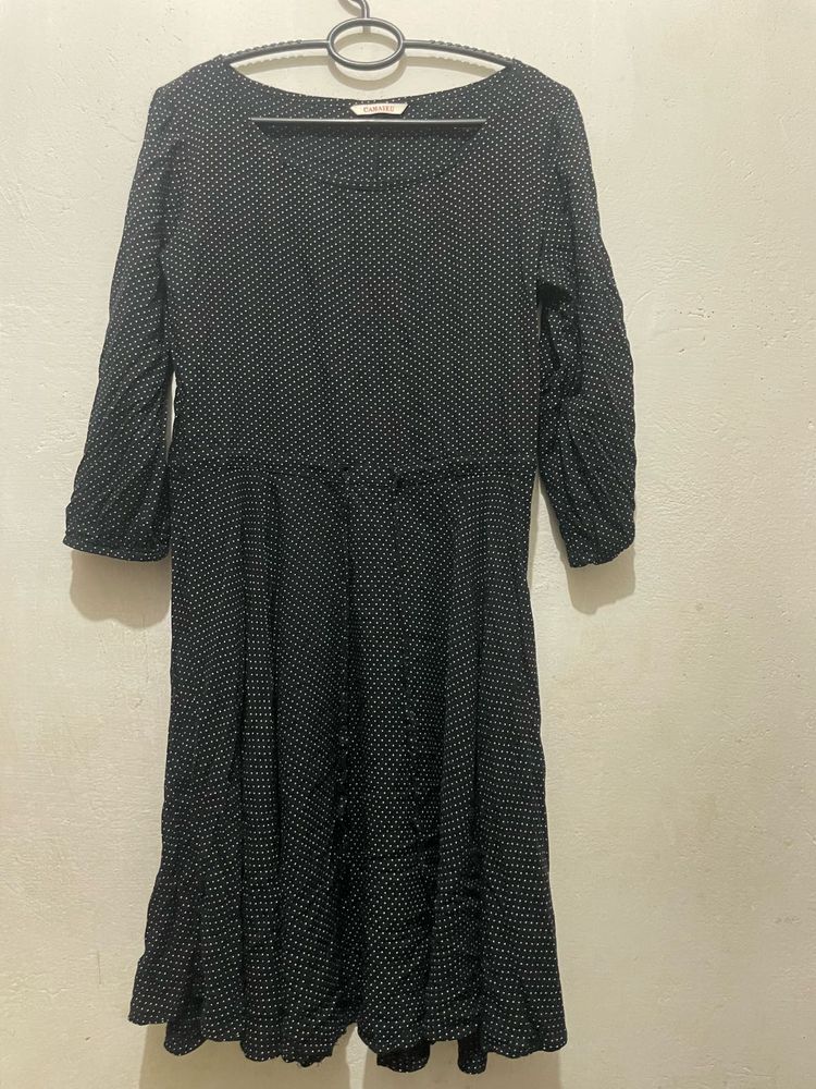 Korean Polka Dot Midi Dress