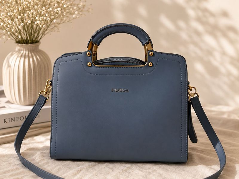 Chic Blue Top Handle Bag