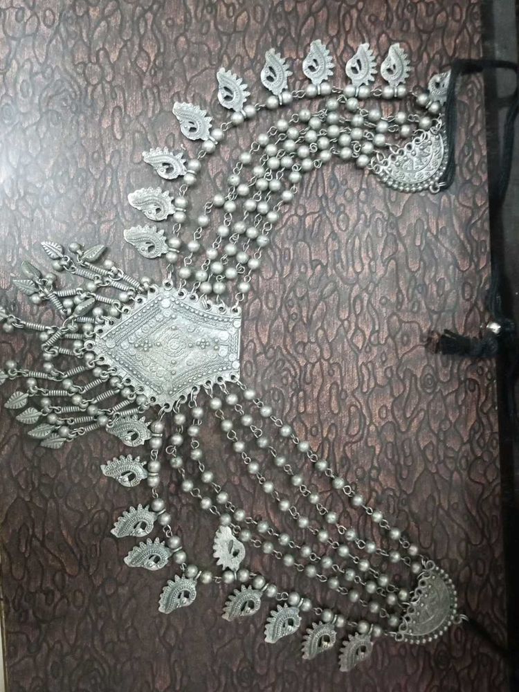 Oxidized Silver Tone Necklace