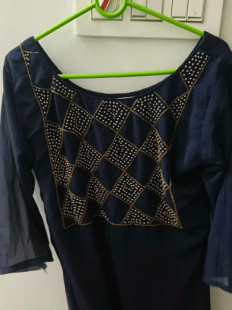 Elegant Navy Blue Kurta Top