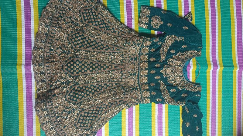 Emerald Green Velvet Lehenga Choli