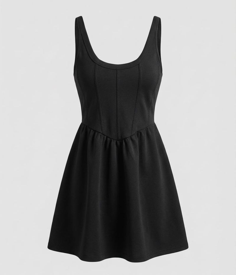 Black Sleeveless Fit and Flare Dress Zudio