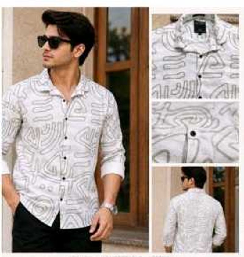 White and Grey Printed Shirt from High Demand