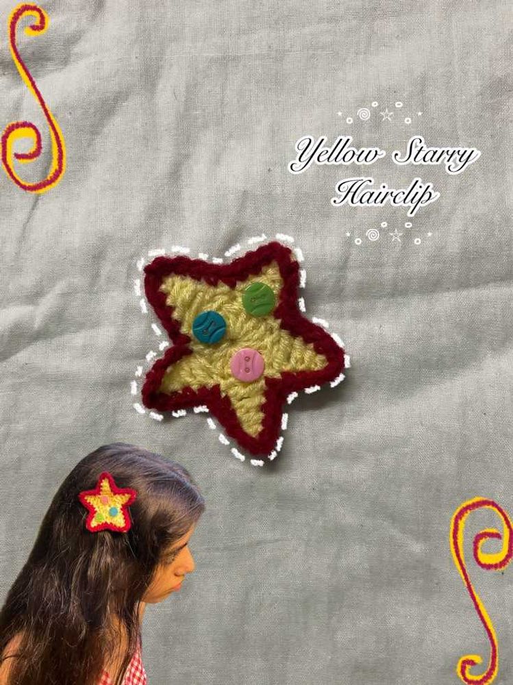 Handmade Yellow Star Hair Clip