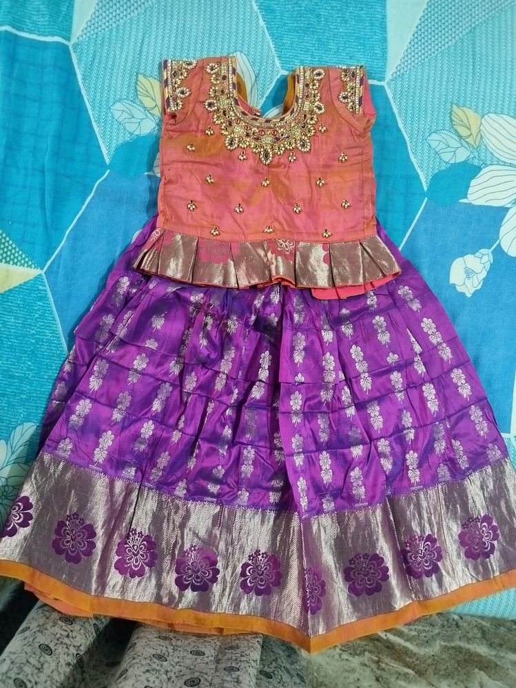 Pure Silver Pattu Lehenga Set