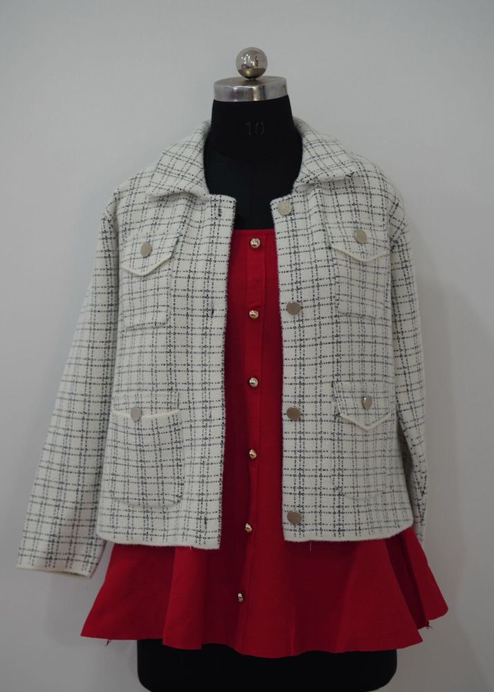 Stylish Plaid Tweed Jacket