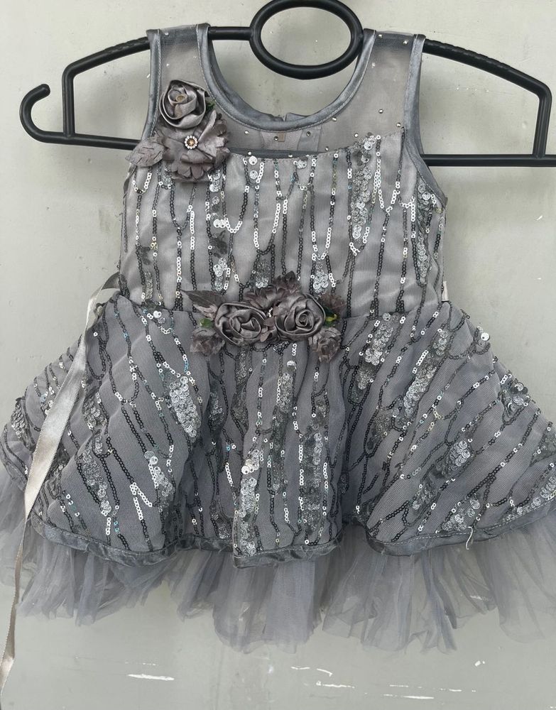 Sparkly Grey Baby Girl Dress