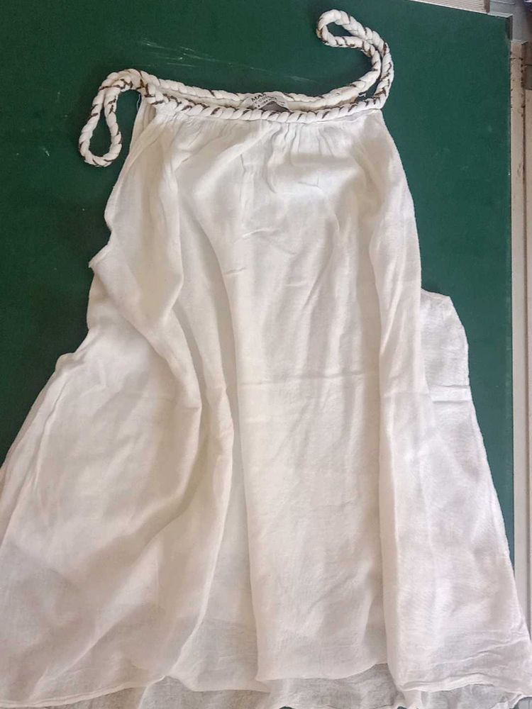 mango pure cotton white tank top halter neck
