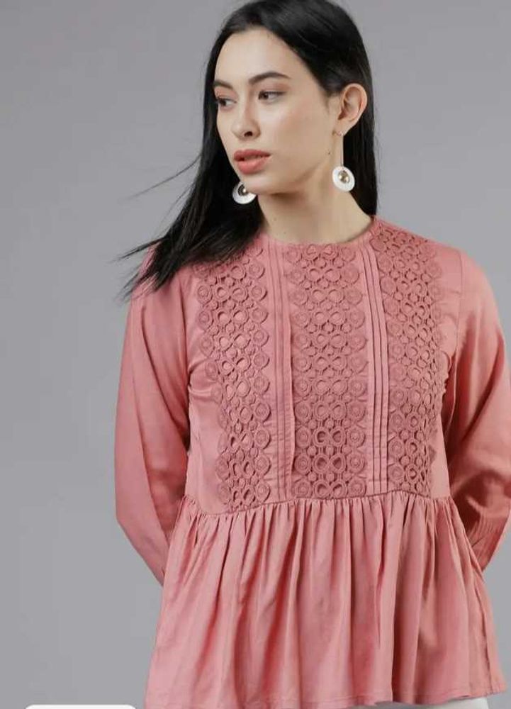 Elegant Pink top with Intricate Detailing