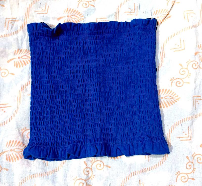 Blue Smocked Tube Top