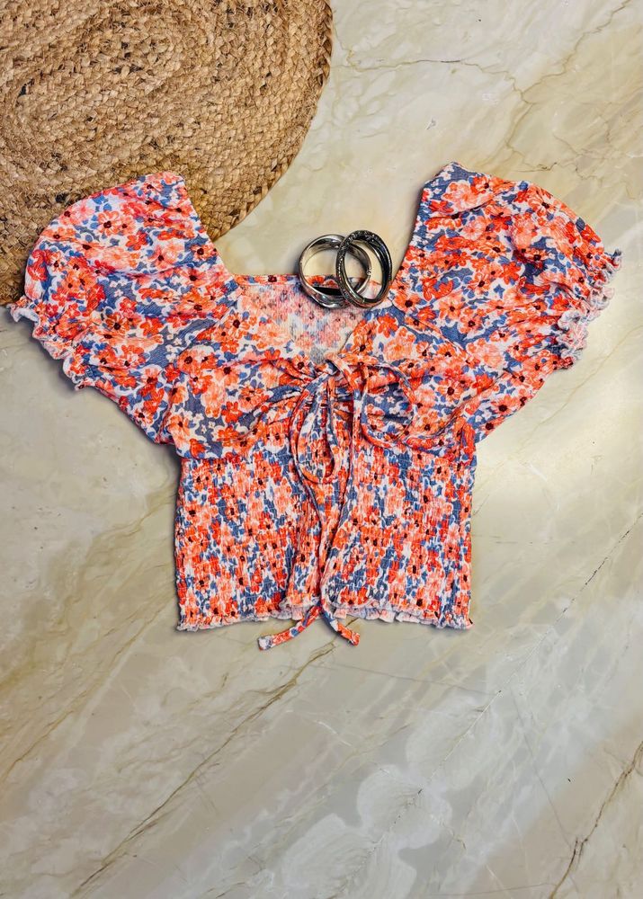 Floral Tie-Front Top