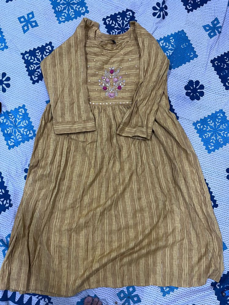 Ethnic Striped Kurta with Embellishment