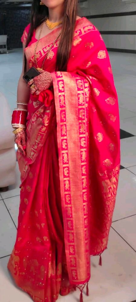 Vibrant Pink Banarasi Silk Saree