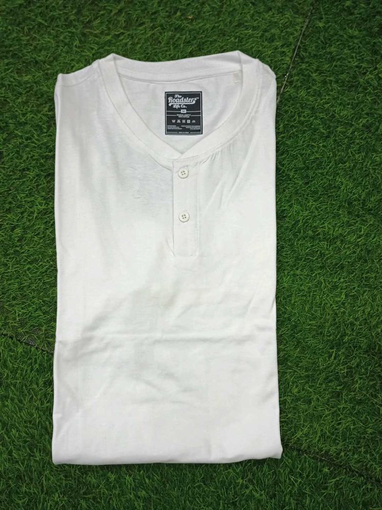 Men's White Henley T-Shirt