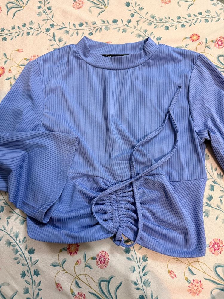 ribbed blue top