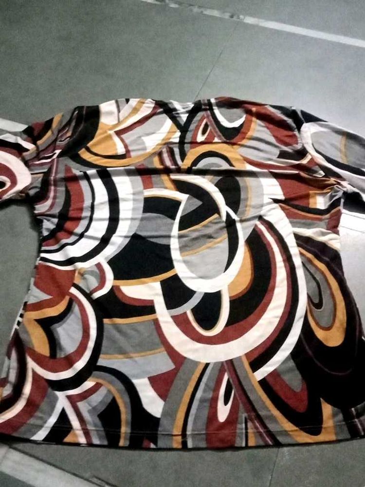 Retro Print Long Sleeve Top