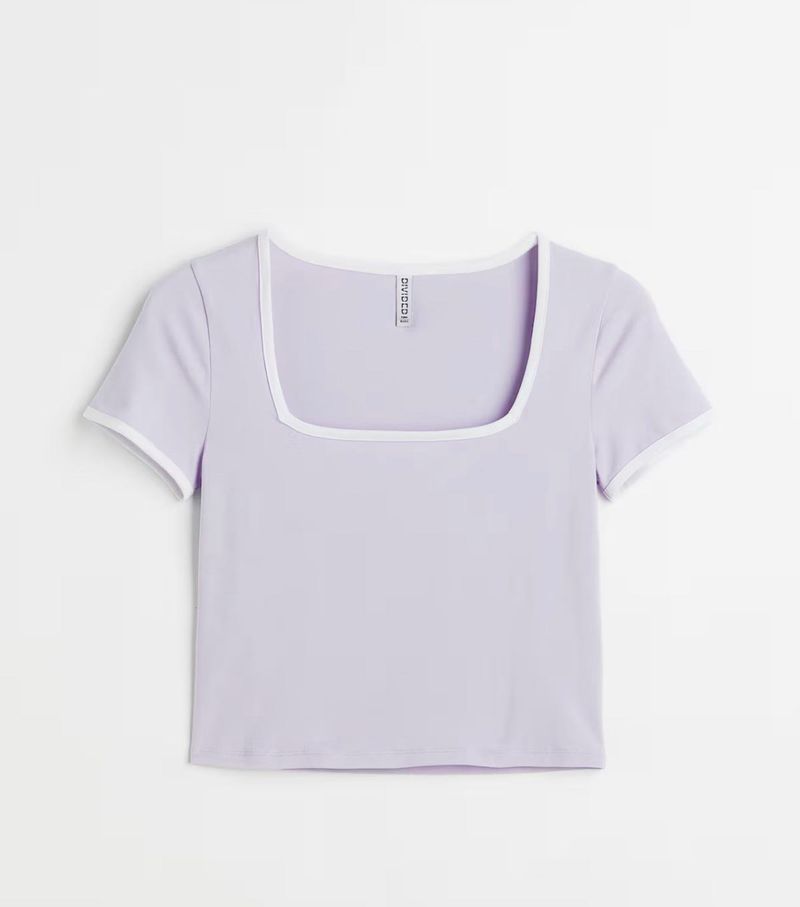 Light Purple Square Neck Crop Top