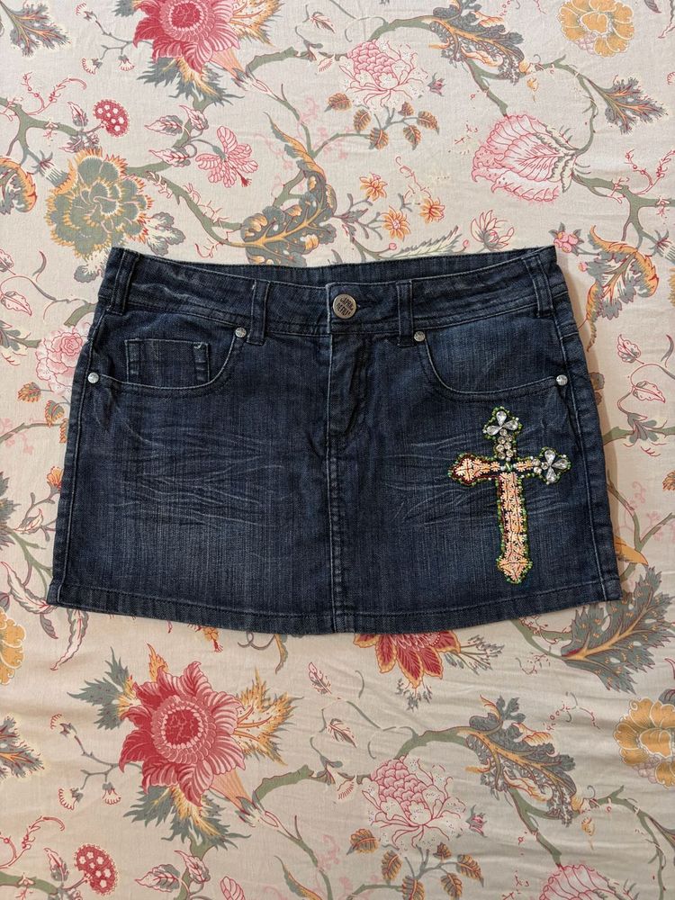 y2k chrome hearts inspired mini skirt