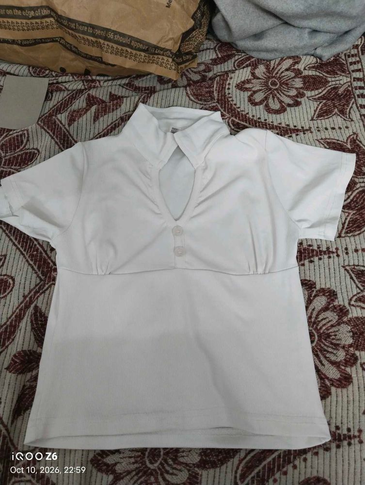 Cute White Collared Top