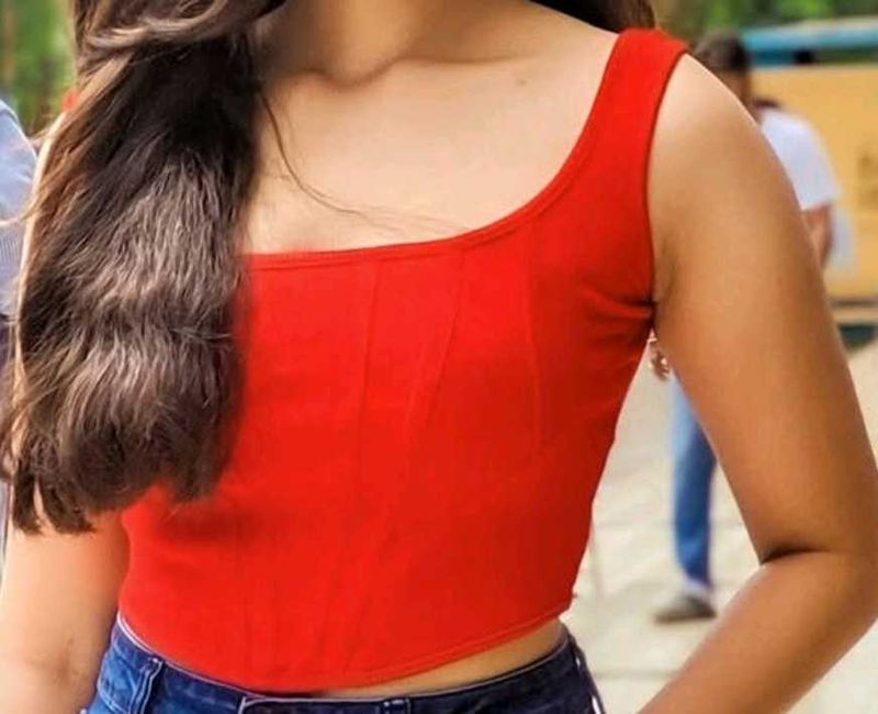 Red Corset Style Crop Top