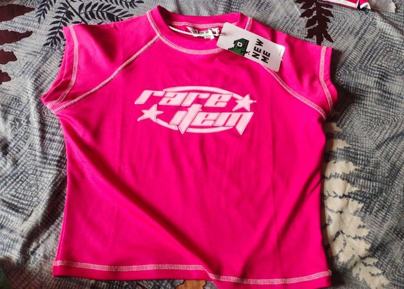 Newme Pink graphic Baby tee
