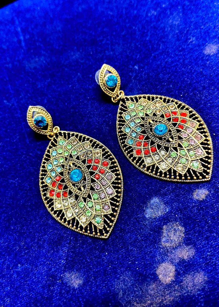 Boho Dangle Earrings with Colorful Stones