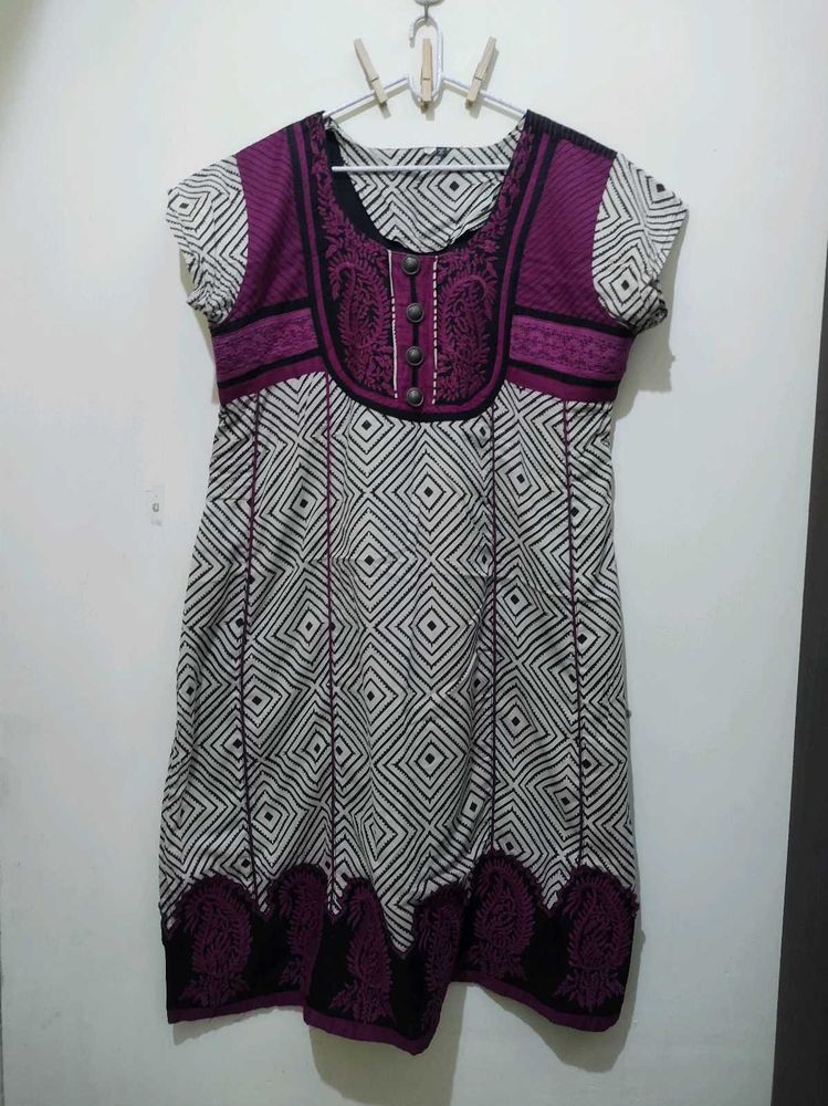 Orchid pink diamond print mango kurta pyjama