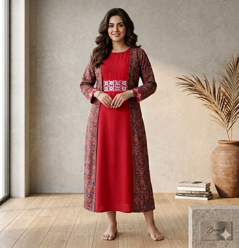 Long frock with Printed Shrug